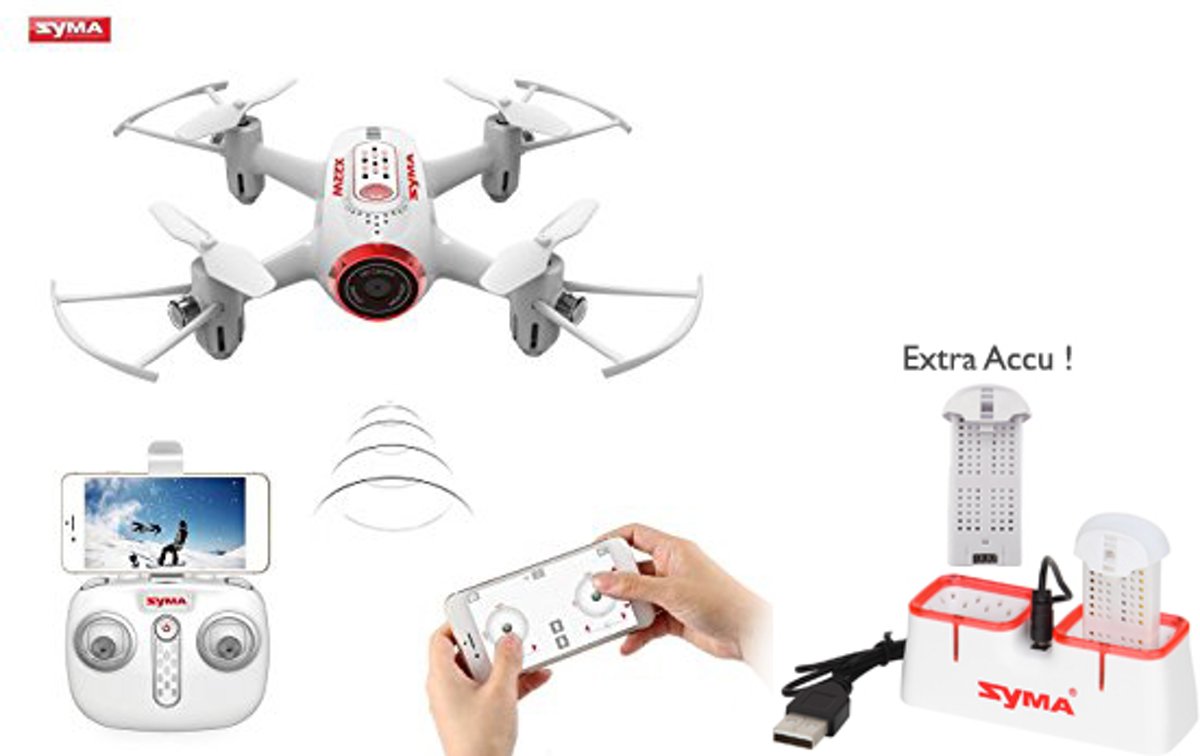 Syma X22W live HD Camera fpv mini drone |app control functie | Nú met Extra ACCU